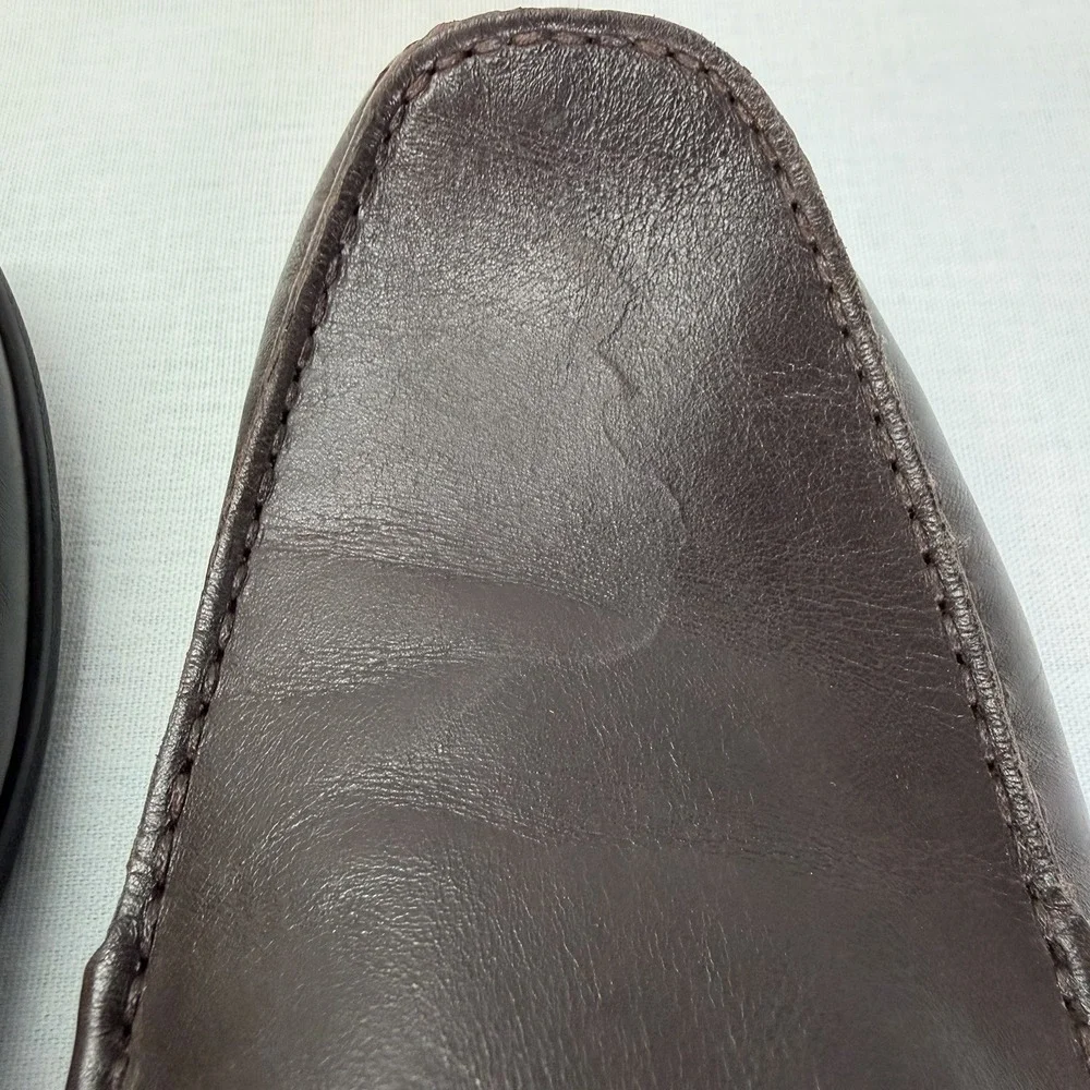ECCO Leather Dallas Moc Mens Slip on Driving Loafer Dark Brown EU 44